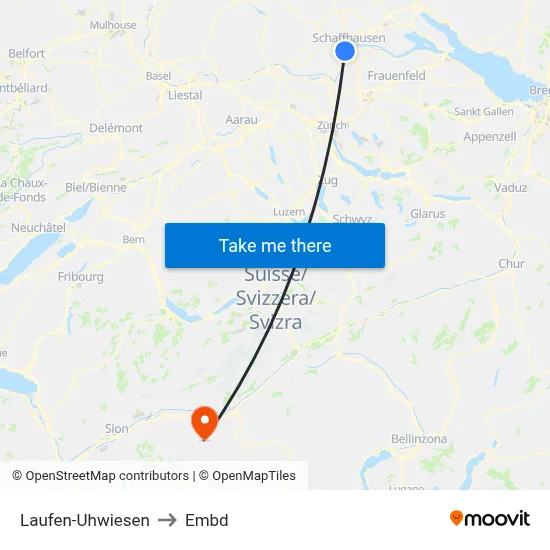 Laufen-Uhwiesen to Embd map