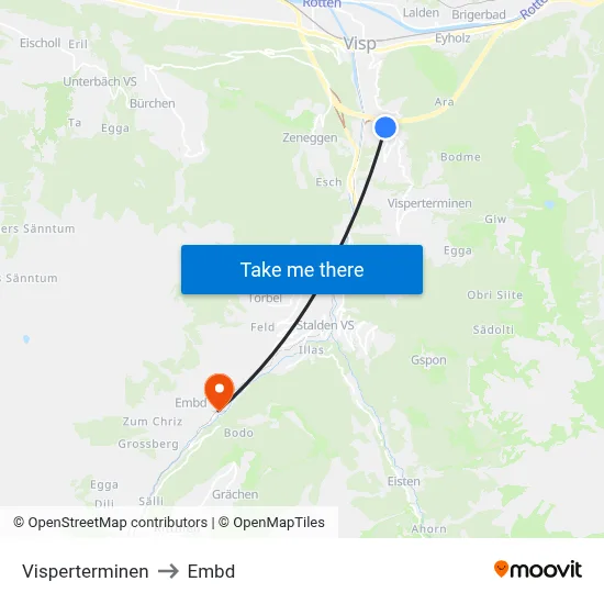 Visperterminen to Embd map