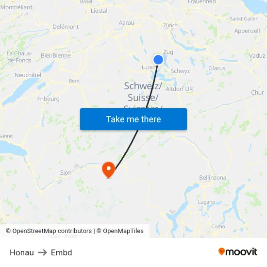 Honau to Embd map