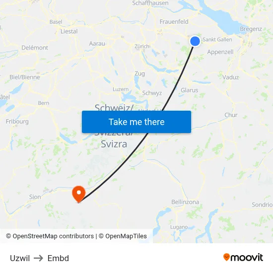 Uzwil to Embd map