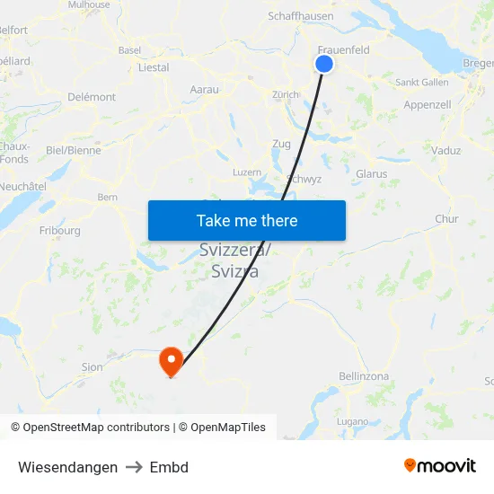 Wiesendangen to Embd map