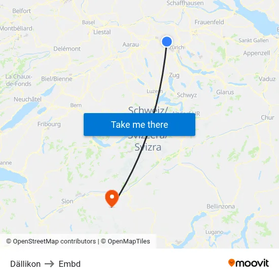 Dällikon to Embd map
