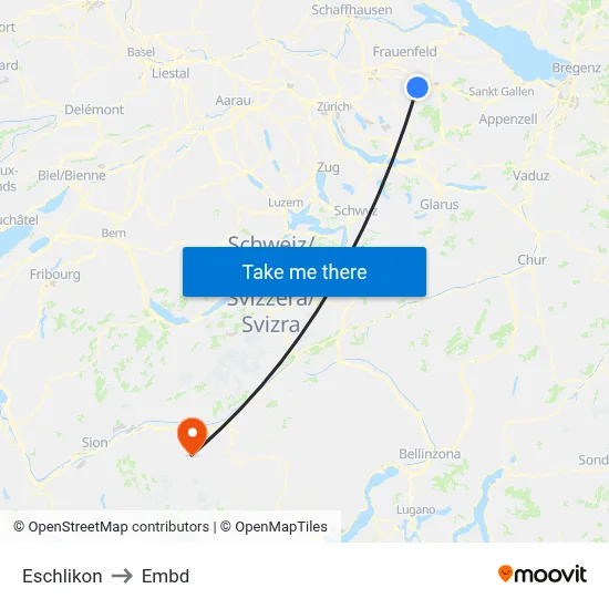 Eschlikon to Embd map