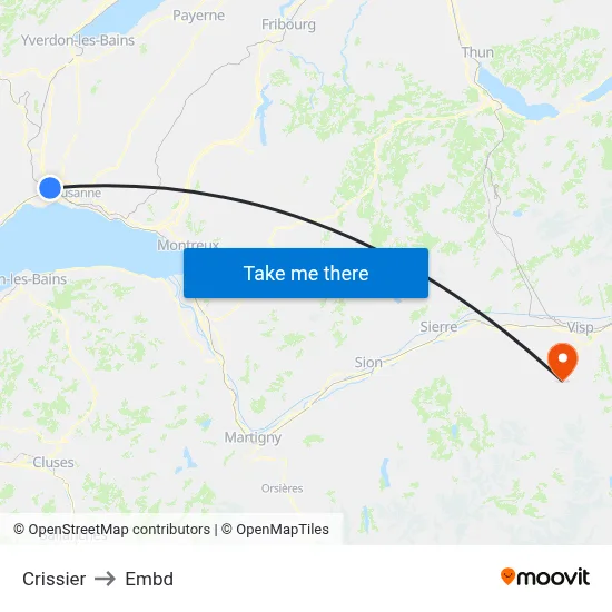 Crissier to Embd map