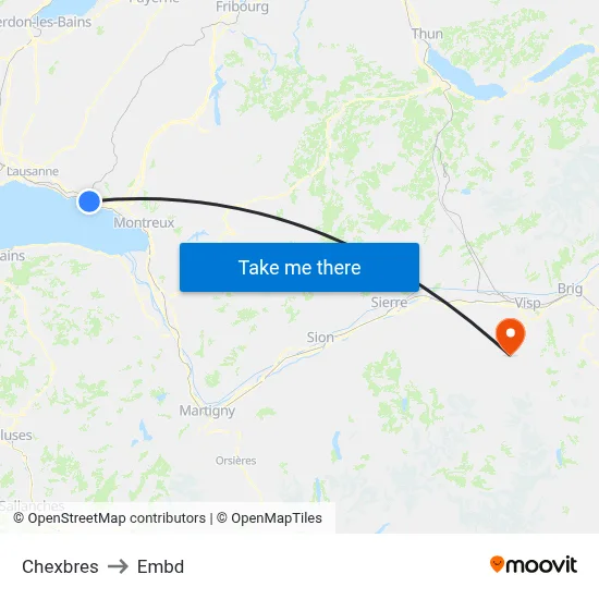 Chexbres to Embd map