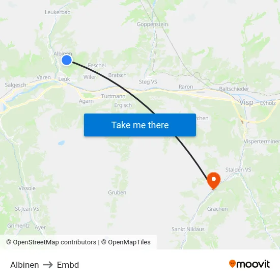 Albinen to Embd map