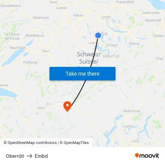 Oberrüti to Embd map