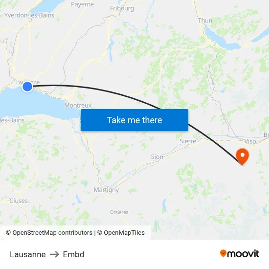 Lausanne to Embd map