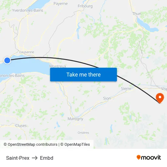 Saint-Prex to Embd map