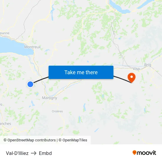 Val-D'Illiez to Embd map