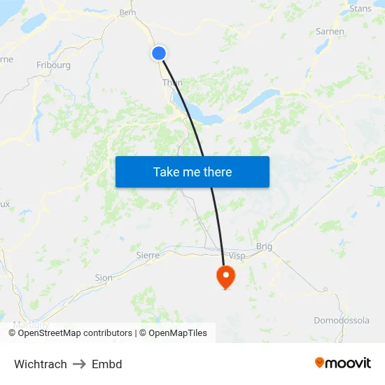 Wichtrach to Embd map