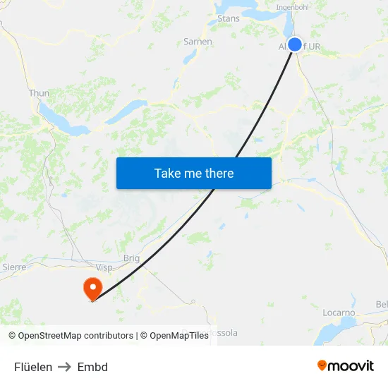 Flüelen to Embd map