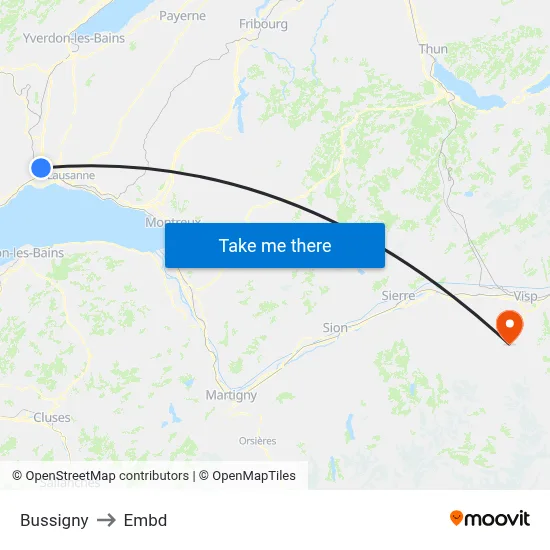 Bussigny to Embd map