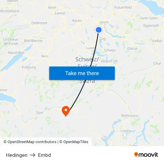 Hedingen to Embd map