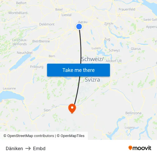 Däniken to Embd map