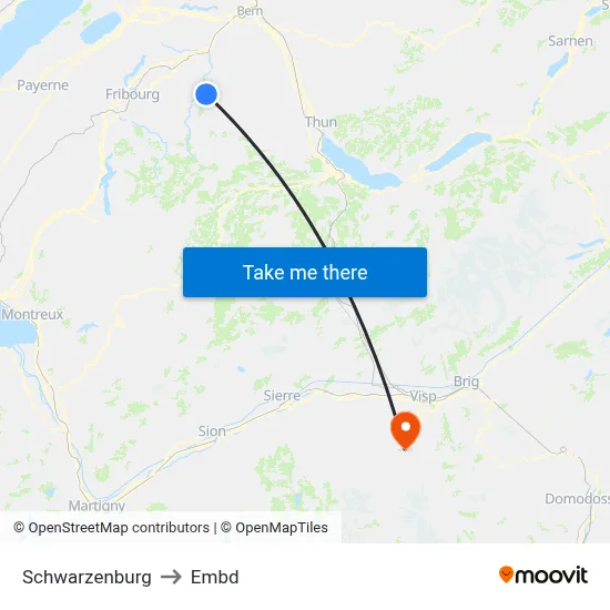 Schwarzenburg to Embd map