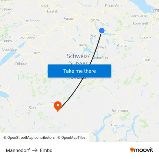 Männedorf to Embd map