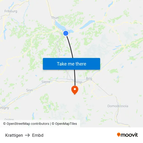 Krattigen to Embd map