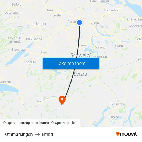 Othmarsingen to Embd map