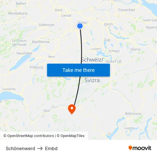 Schönenwerd to Embd map