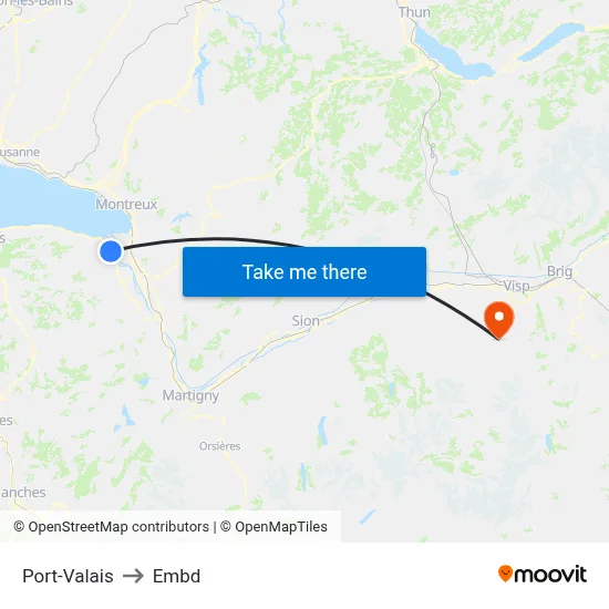 Port-Valais to Embd map