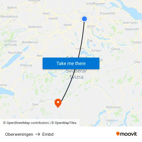 Oberweningen to Embd map