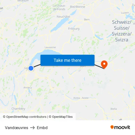 Vandœuvres to Embd map