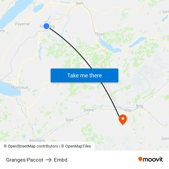 Granges-Paccot to Embd map