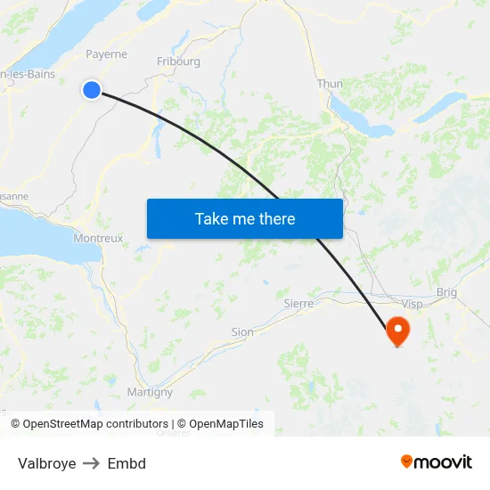 Valbroye to Embd map