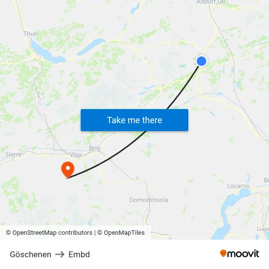 Göschenen to Embd map