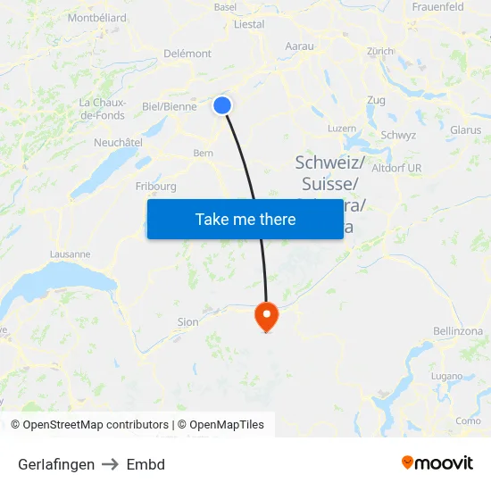Gerlafingen to Embd map