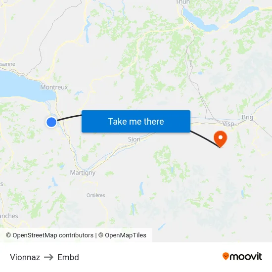 Vionnaz to Embd map