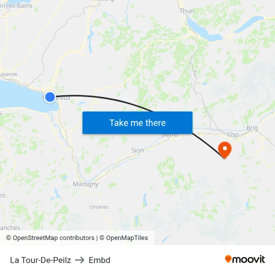 La Tour-De-Peilz to Embd map