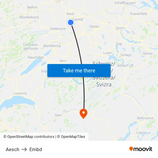 Aesch to Embd map