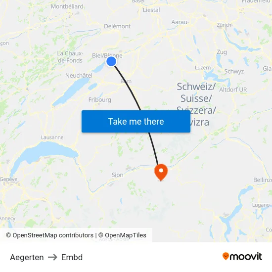 Aegerten to Embd map