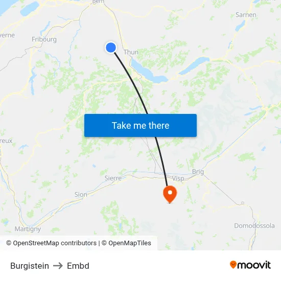 Burgistein to Embd map