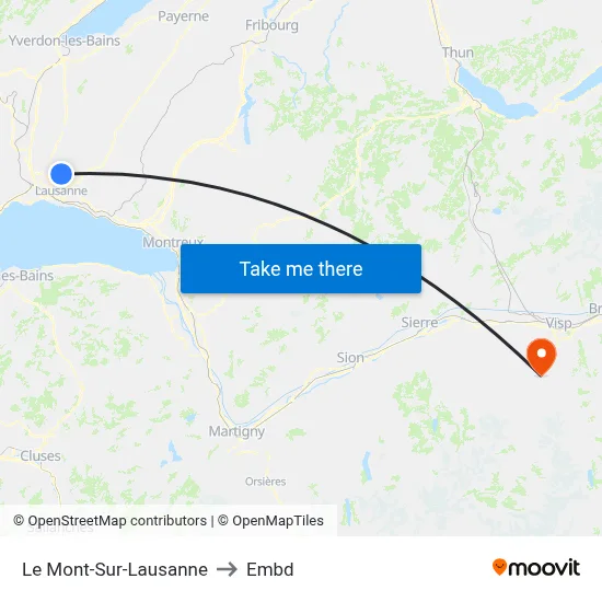 Le Mont-Sur-Lausanne to Embd map