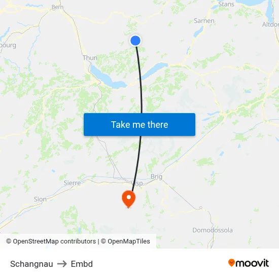 Schangnau to Embd map
