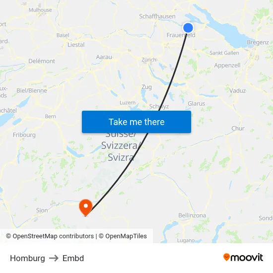 Homburg to Embd map