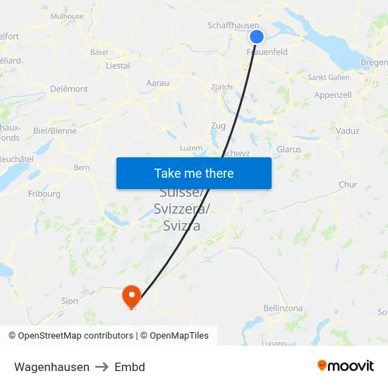 Wagenhausen to Embd map