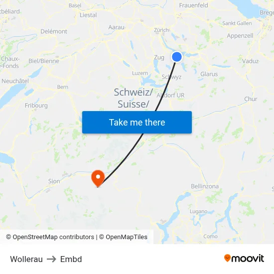 Wollerau to Embd map