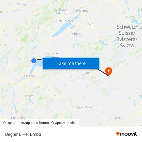 Begnins to Embd map