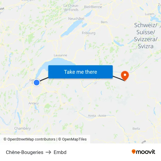 Chêne-Bougeries to Embd map