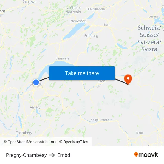 Pregny-Chambésy to Embd map