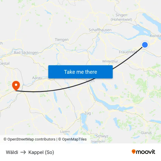 Wäldi to Kappel (So) map