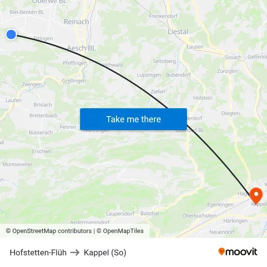 Hofstetten-Flüh to Kappel (So) map