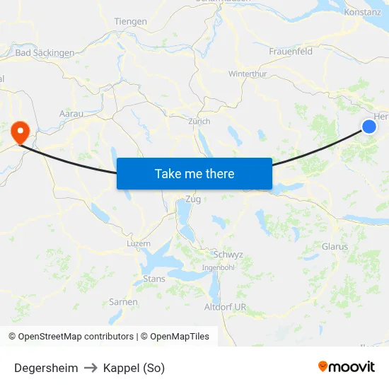 Degersheim to Kappel (So) map