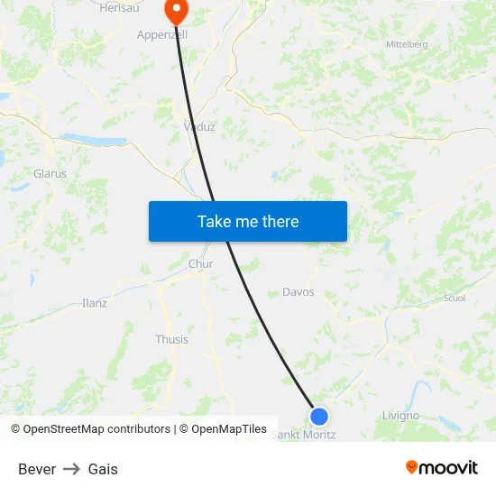 Bever to Gais map