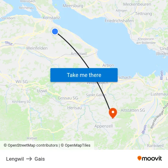Lengwil to Gais map