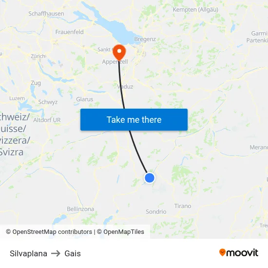 Silvaplana to Gais map